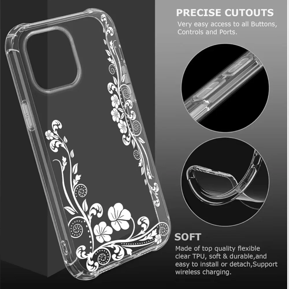 Floral Clear Phone Case for iPhone 13 Pro Max